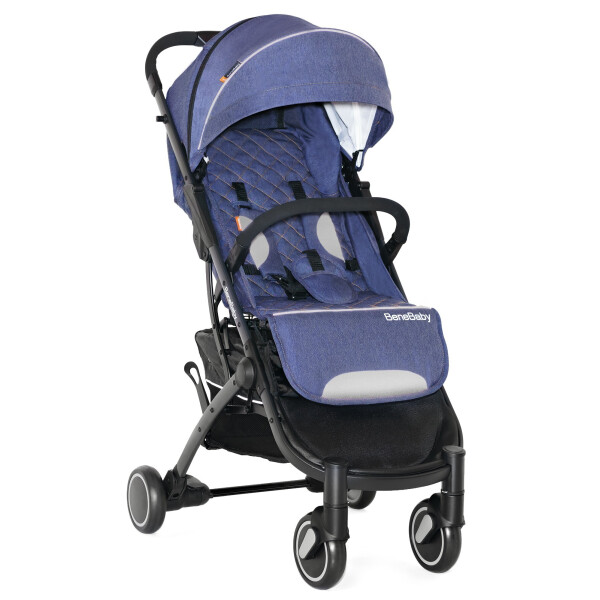 

Детская коляска Bene Baby D200 Прогулочная синий джинс на чёрной раме