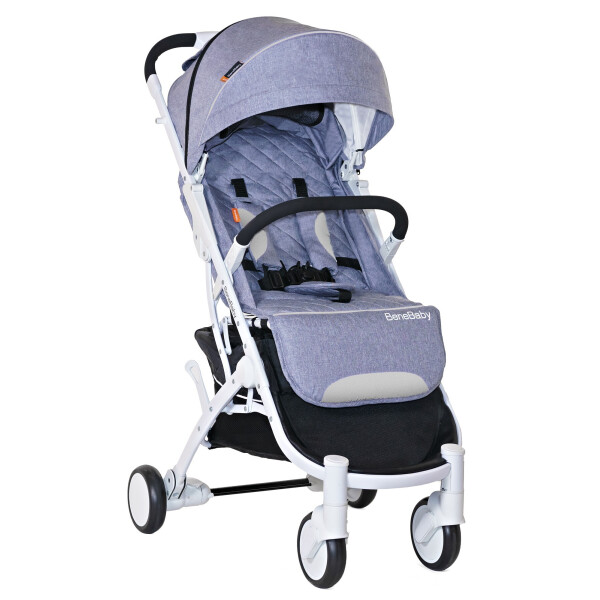 

Детская коляска Bene Baby D200 Прогулочная серо-голубая на белой раме