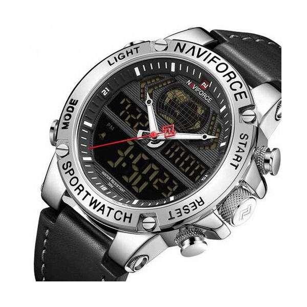 

Мужские наручные часы (NF9164 Black-Silver) Naviforce 45 мм Черный