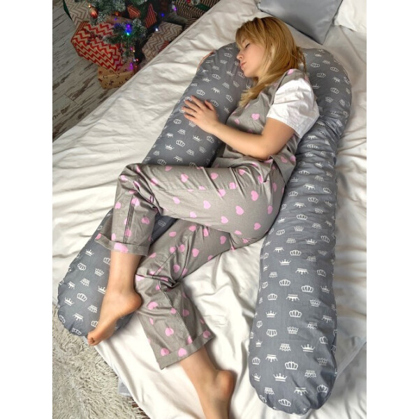 

Подушка для беременных обнимашка U образная подкова Хлопок Премиум Без Наволочки Coolki XL 290 см Корона на сером