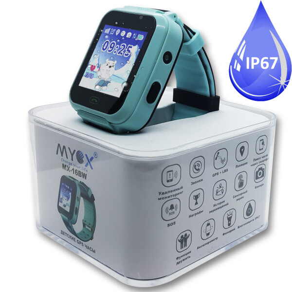 

Детские водонепроницаемые GPS часы МХ-16BW (камера+фонарик) Myox 5,2х3,9х1,4 см Голубой