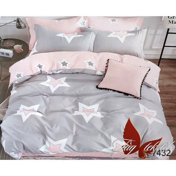 

Постельное белье (R7432) ТМ TAG 180x220 см Серо-розовый