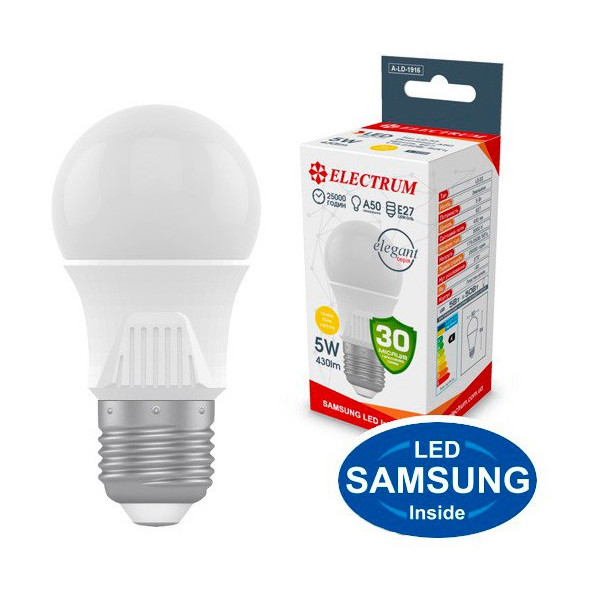 

Лампа светодиодная Electrum A50 5W PA LS-33 Elegant Е27 3000K 430lm (A-LD-1916)
