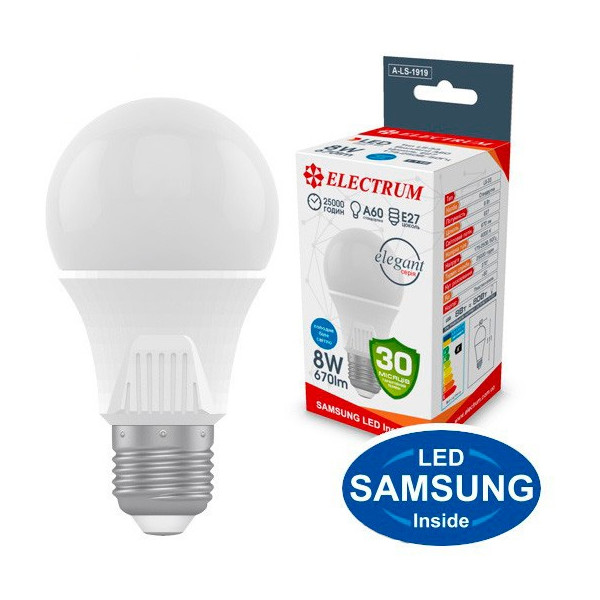 

Лампа светодиодная Electrum A60 8W PA LS-33 Elegant Е27 4000K 670lm (A-LS-1919)