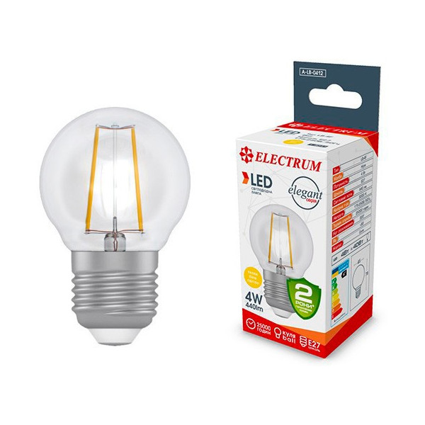

Лампа филаментая Electrum D45 4W GL LB-4F E27 2900 Rf 440lm (A-LB-0412)