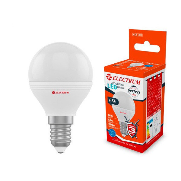 

Лампа светодиодная Electrum D45 6W PA LB-32/1 Е14 4000K 620lm (A-LB-1872)