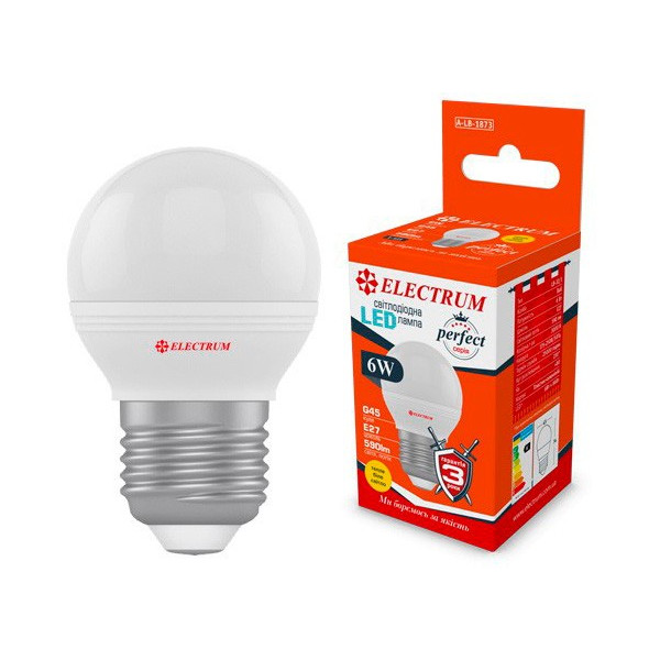 

Лампа светодиодная Electrum D45 6W PA LB-32/1 Е27 3000K 590lm (A-LB-1873)