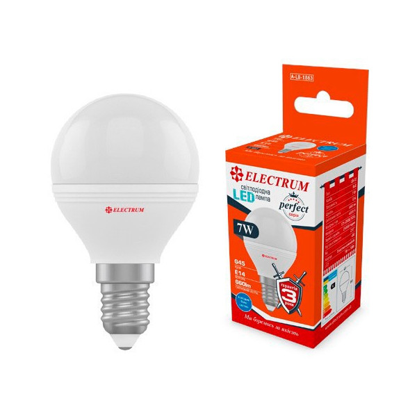 

Лампа светодиодная Electrum D45 7W PA LB-32 Е14 4000K 660lm (A-LB-1863)