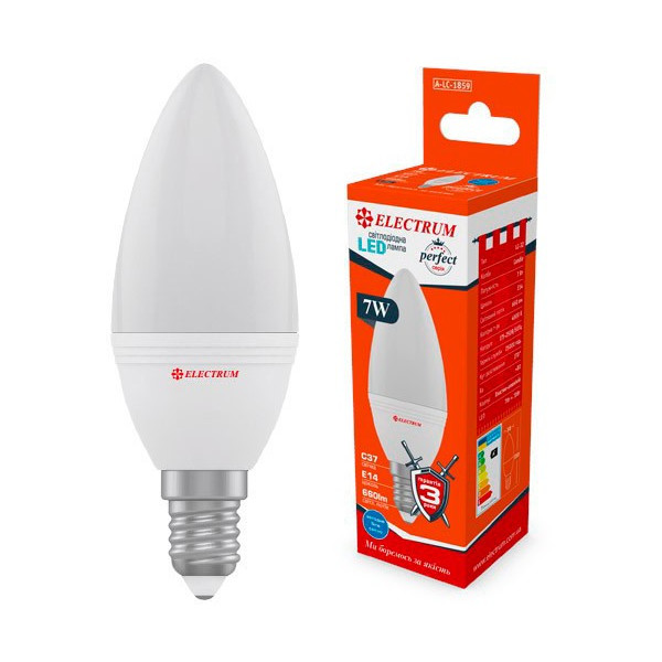

Лампа светодиодная Electrum C37 7W PA LC-32 Е14 4000K 660lm (A-LC-1859)