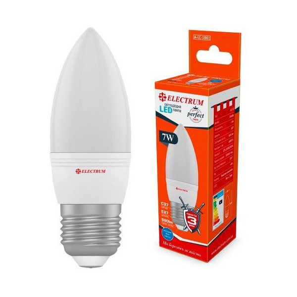 

Лампа светодиодная Electrum C37 7W PA LC-32 Е27 4000K 660lm (A-LC-1861)