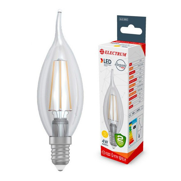 

Лампа светодиодная Electrum С37 4W E14 3000K GL LC- 4F Rf 440lm (A-LC-0414)