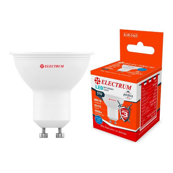 

Лампа светодиодная Electrum PERFECT MR16 5W PA LR-32 GU10 4000K 450lm (A-LR-1443)