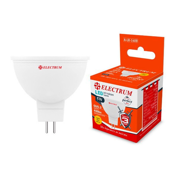 

Лампа светодиодная Electrum PERFECT MR16 5W PA LR-32 GU5.3 3000K 430lm (A-LR-1409)