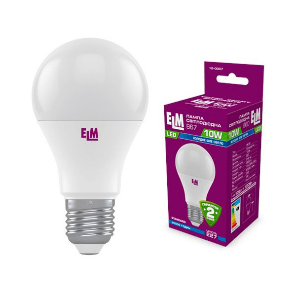 

Лампа светодиодная ELM B60 10W PA10 E27 4000K 810lm (18-0007)