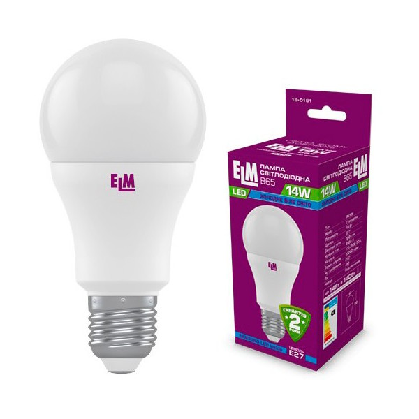 

Лампа светодиодная ELM B65 14W PA10S E27 4000K 1220lm (18-0181)