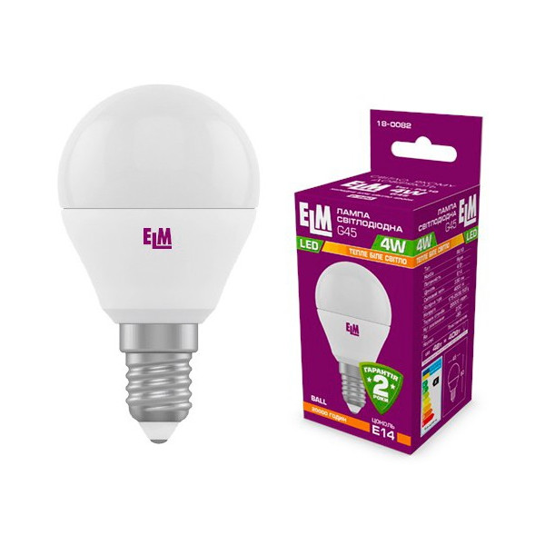 

Лампа светодиодная ELM D45 4W PA10 E14 3000K ELM 320lm (18-0082)