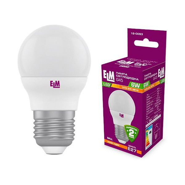 

Лампа светодиодная ELM D45 6W PA10 E27 3000K ELM 470lm (18-0093)