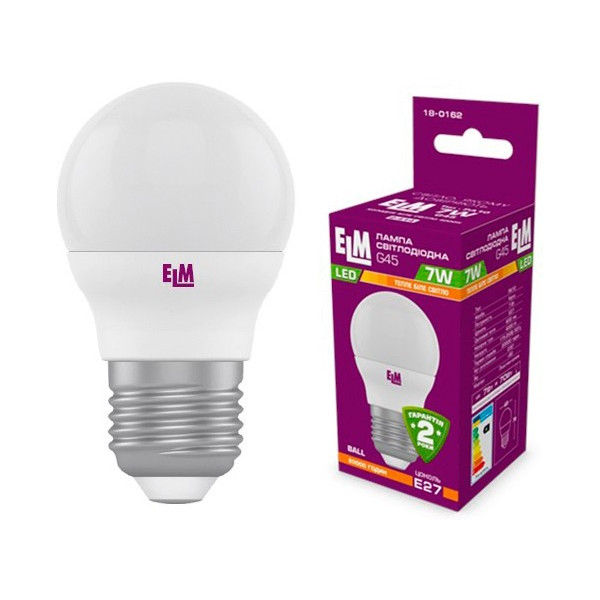 

Лампа светодиодная ELM D45 7W PA10 E27 3000K 550lm (18-0162)