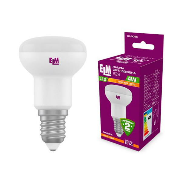 

Лампа светодиодная ELM R39 4W PA10 E14 3000K 270lm (18-0056)
