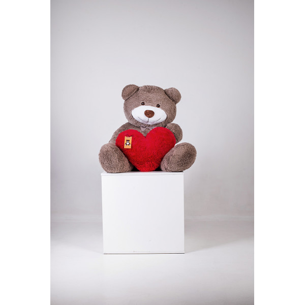 

Плюшевый мишка Бенжамин 135 см капучино с сердцем 50 см