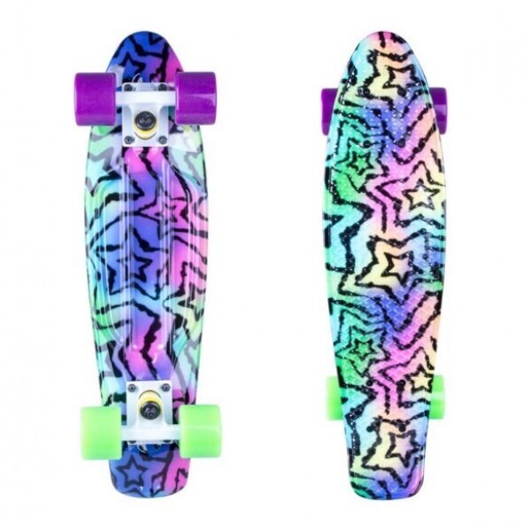 

Скейтборд Пенни борд скейт Profi Action Penny Board 57см-15см Фиолетово зеленый