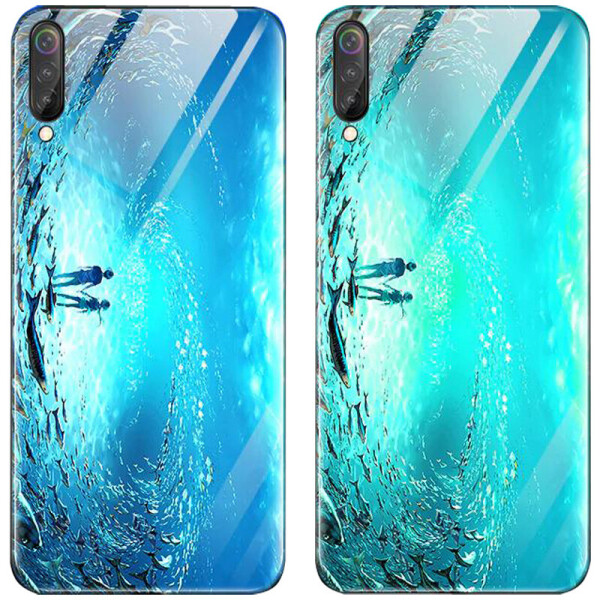 

TPU+Glass чехол светящийся в темноте для Xiaomi Mi 9 SE Под водой / Голубой (is_00000029518_4)