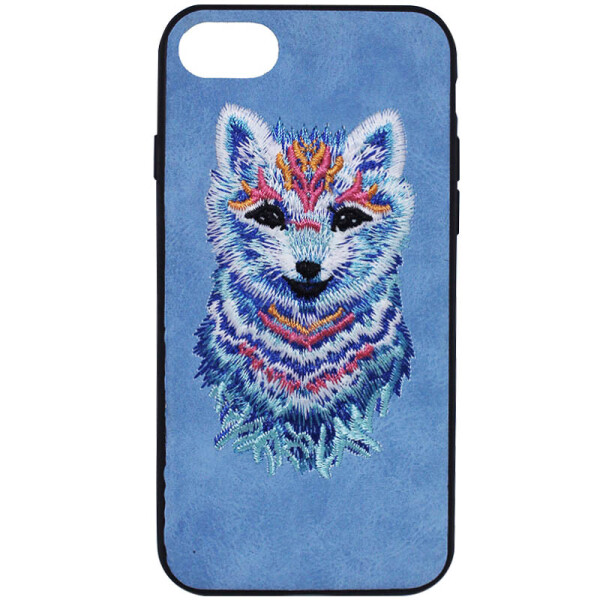 

TPU+PC чехол Embroider Animals Soft series для Apple iPhone 7 / 8 (4.7") Волк / Голубой (is_00000021519_1)