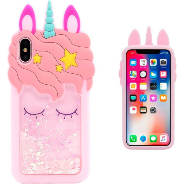 

силиконовый Unicorn 3D для Apple iPhone X (5.8") (Розовый) (597957)