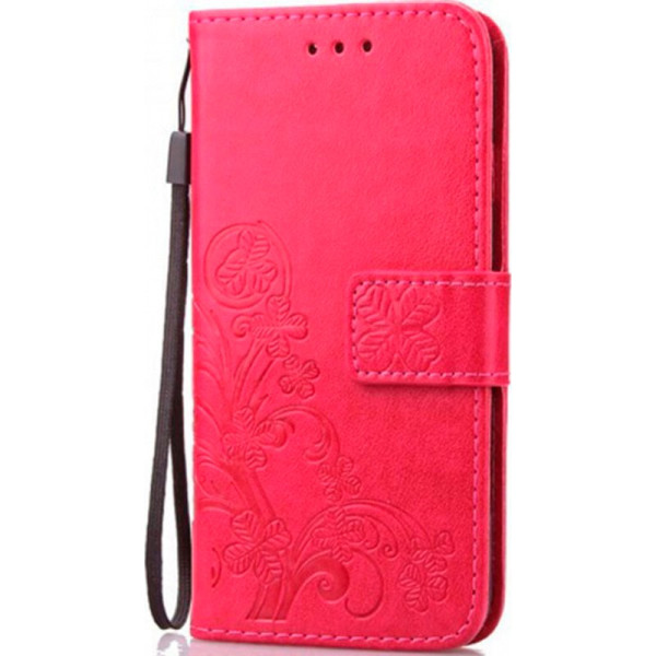 

кожаный (книжка) Four-leaf Clover с визитницей для Samsung J600F Galaxy J6 (2018) (Розовый) (664168)