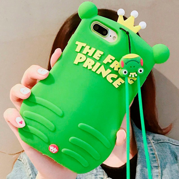 

фактурный силиконовый Funny ART 3D с игрушкой для Apple iPhone 7 plus / 8 plus (5.5") (Лягушка зеленая) (685475)