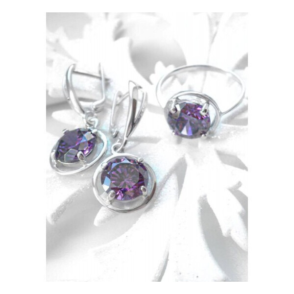 

Серьги серебряные GS с фиолетовым фианитом