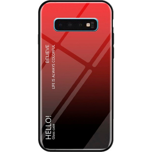 

TPU+Glass Gradient HELLO для Samsung Galaxy S10+ (Красный) (686307)