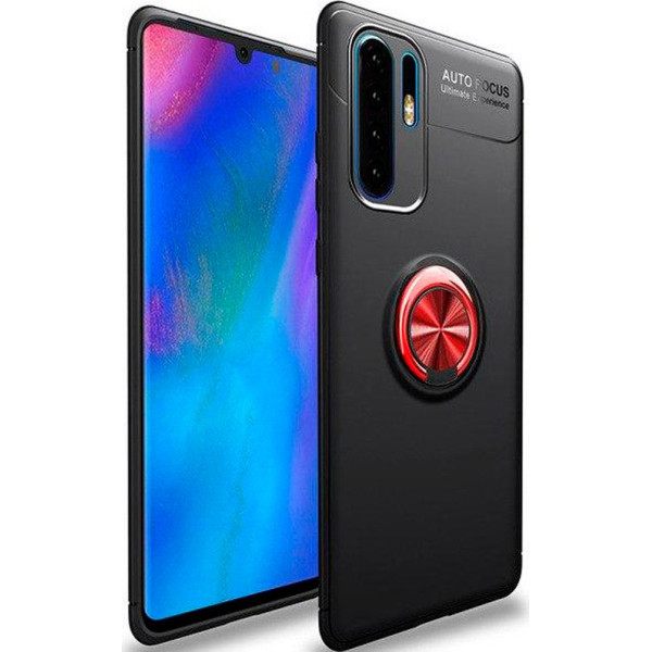 

TPU Deen ColorRing под магнитный держатель для Huawei P30 Pro (Черный / Красный) (691167)