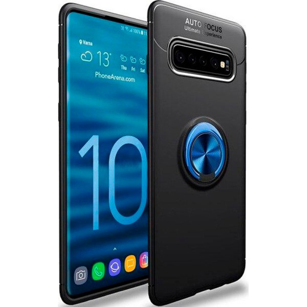 

TPU Deen ColorRing под магнитный держатель для Samsung Galaxy S10 (Черный / Синий) (691173)