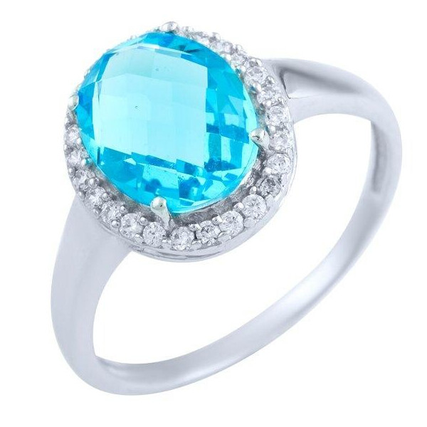 

Серебряное кольцо GS с аквамарином nano, фианитами (1891339) 16.5 размер