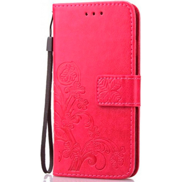 

кожаный (книжка) Four-leaf Clover с визитницей для Samsung Galaxy A40 (A405F) (Розовый) (713395)