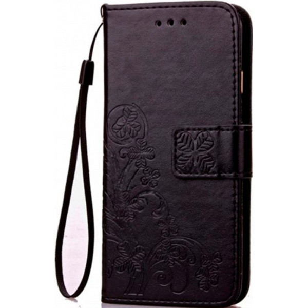 

кожаный (книжка) Four-leaf Clover с визитницей для Samsung Galaxy A40 (A405F) (Черный) (713399)