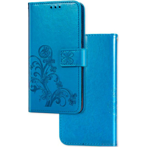 

кожаный (книжка) Four-leaf Clover с визитницей для Samsung Galaxy A50 (A505F) (Синий) (713404)