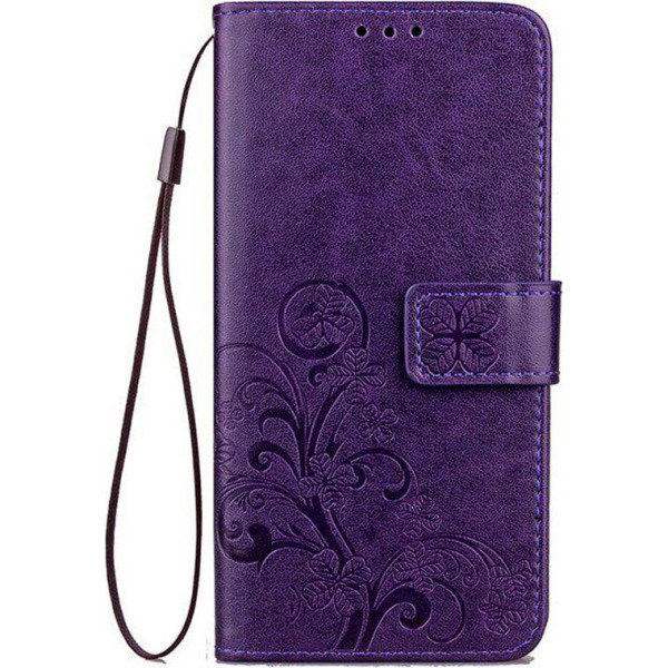

кожаный (книжка) Four-leaf Clover с визитницей для Samsung Galaxy A20 / A30 (Фиолетовый) (713419)