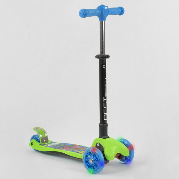 

Детский складной трехколесный самокат Best Scooter 85938, Салатовый, с фонариком