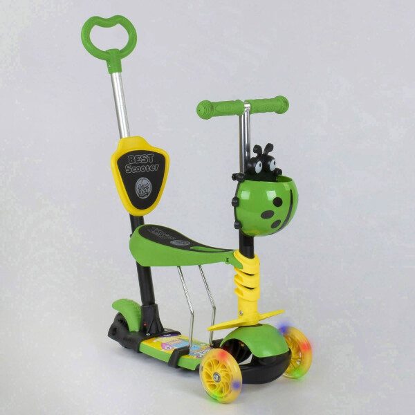 

Самокат-беговел 5 в1 Best Scooter 28465 Зелено-желтый PU колеса