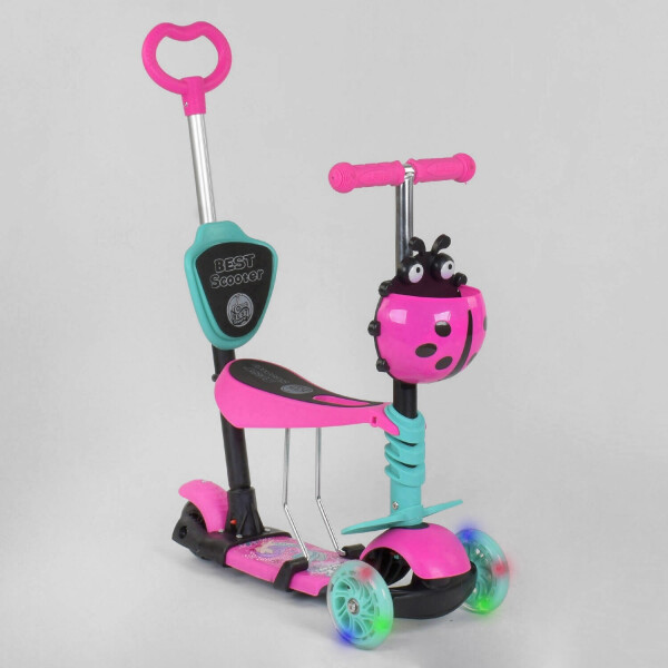 

Самокат-беговел 5в1 Best Scooter 24931 Розово-бирюзовый PU колеса