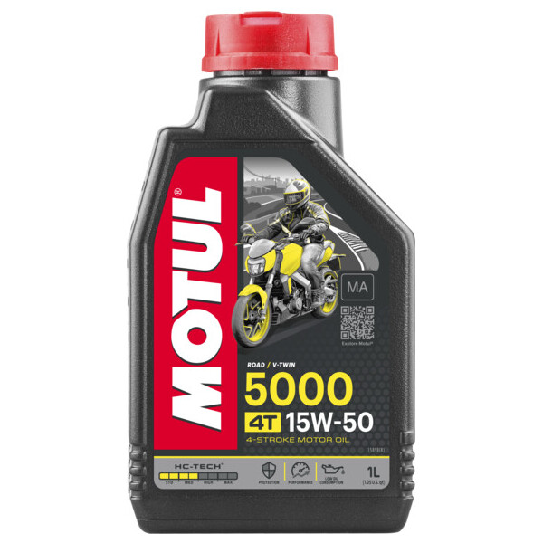 

Масло для 4-х тактных двигателей полусинтетическое Motul 5000 4T SAE 15W50 (1L)