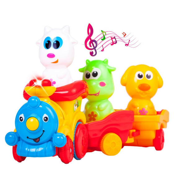 

Музыкальная игрушка BeBeLino Паровозик желтый с животными (57077-2)