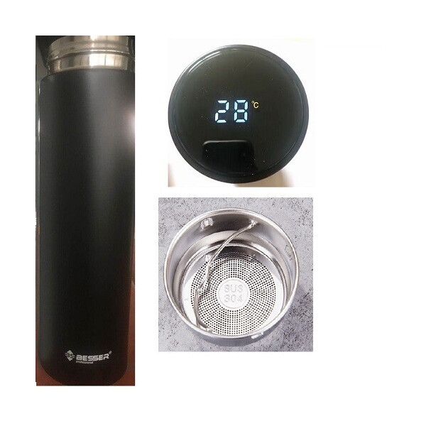 

Термос с индикатором температуры Besser 450 мл Black (MT-3566BL)