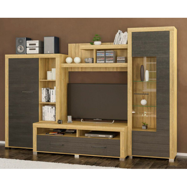 

Стенка МЕБЕЛЬ-СЕРВИС Неон-1 Дуб золотой + Северное дерево