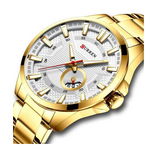 

Мужские наручные часы (8372 Gold-White) Curren 46 мм Золотой