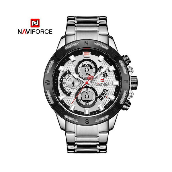 

Мужские наручные часы (NF9165 Silver-Black) Naviforce 48 мм Серебряный