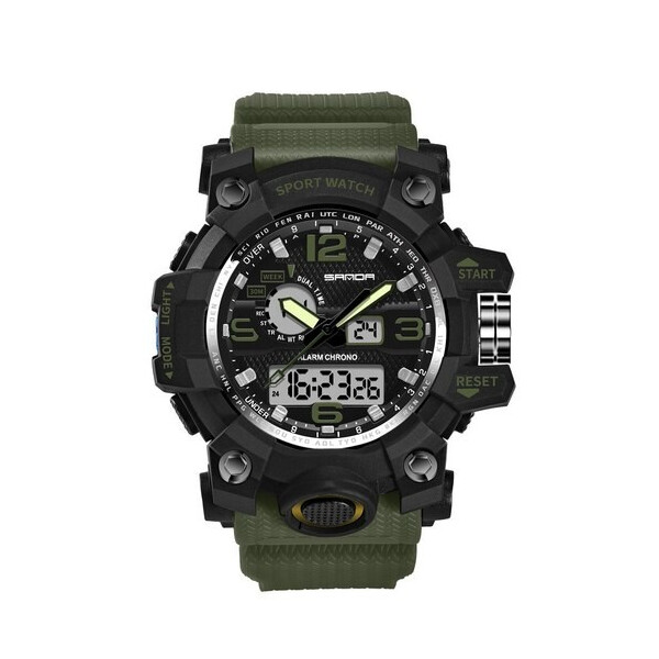 

Мужские наручные часы (742 Green-Black) Sanda 45 мм Зеленый