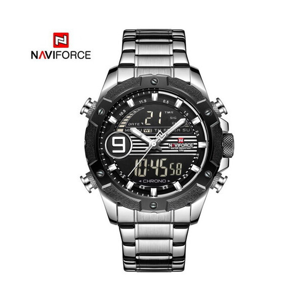 

Мужские наручные часы (NF9146S Silver-Black) Naviforce 46 мм Серебряный